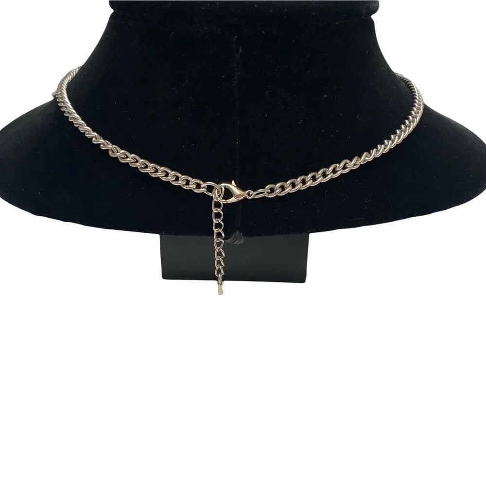 Vintage Silver Mod Mirrored Spiky Necklace